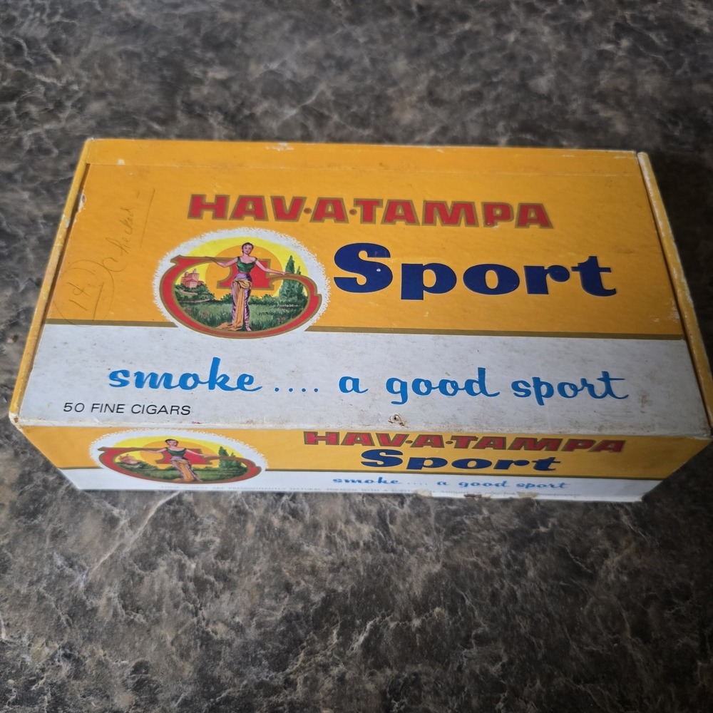Vintage HAV-A-TAMPA Sport Cigar Box Empty 50 Count Tampa FL‎ Advertising Tin